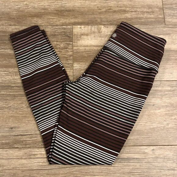 Athleta Leggings XSP Striped Multicolor High Wide Waist - Picture 9 of 10